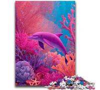 Adult Puzzles 1000 Pieces Pink Dolphin 1000 Piece Jigsaw,Stress Reliever Difficult Challenge Unique Home Decor And Gifts (75x50cm)