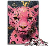Adult Puzzles 1000 Pieces Pink Leopard Teenager Jigsaw,Family Activity Fun at Home Activities, Birthday Present,Travel Gifts (38x26cm)