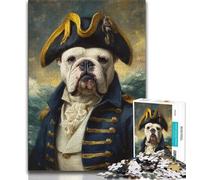 Adult Puzzles 1000 Pieces Pirate Captain French Bulldog Puzzles for Adults,Artistic Wall Decor & Birthday Gift Idea for Friends, Home Office (size 75x50cm)