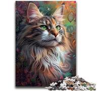 Adult Puzzles 1000 Pieces Portrait of Beautiful Cat Teenager Jigsaw,Family Activity Fun at Home Activities, Birthday Present,Travel Gifts (50x75cm)