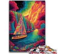 Adult Puzzles 1000 Pieces Psychedelic Boat Family Game Stress Reliever Difficult Challenge Artists Collection, Fine Art 50x75cm