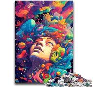 Adult Puzzles 1000 Pieces Psychedelic Colourful Women 1000 Piece Puzzle,Stress Reliever Staycation Kill Time Parent-child Interaction (38x26cm)