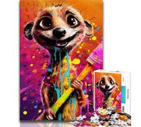 Adult Puzzles 1000 Pieces Psychedelic Meerkat,Help The Brain Exercise Addictive Toys to Cultivate Patience Gift For Birthdays (38x26cm)