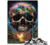 Adult Puzzles 1000 Pieces Psychedelic Skull 1000 Piece Jigsaw,Stress Reliever Difficult Challenge Unique Home Decor And Gifts (75x50cm)