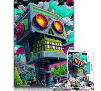 Adult Puzzles 1000 Pieces Psychedelic Skull Puzzles for Adults,Educational Games Home Decoration Suitable for Desktop Decoration (size 75x50cm)