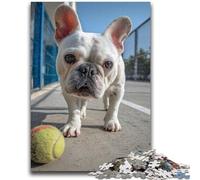 Adult Puzzles 1000 Pieces Pug Playing Tennis 1000 Piece Jigsaw,Stress Reliever Difficult Challenge Unique Home Decor And Gifts (38x26cm)