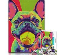 Adult Puzzles 1000 Pieces Pug Playing Tennis Puzzles for Adults,Artistic Wall Decor & Birthday Gift Idea for Friends, Home Office (size 75x50cm)