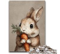 Adult Puzzles 1000 Pieces Rabbit Eating Carrot Challenging Game And Family Play with Fully Interlocking Randomly Shaped Pieces 26x38cm