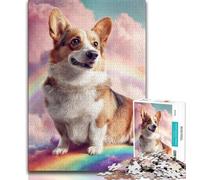 Adult Puzzles 1000 Pieces Rainbow Corgi Teenager Jigsaw,Educational Games Home Decoration Birthday Present, Gifts, Wall Art 75x50cm