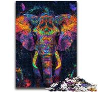 Adult Puzzles 1000 Pieces Rainbow Elephant Family Game Stress Reliever Difficult Challenge Artists Collection, Fine Art 50x75cm