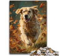 Adult Puzzles 1000 Pieces Running Golden Retriever Family Fun for Is Ideal As A Gift for The Whole Family for And Age 14 Years Up 26x38cm