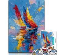 Adult Puzzles 1000 Pieces Sailboat Oil Painting Puzzles for Adults,Educational Games Home Decoration Suitable for Desktop Decoration (size 38x26cm)