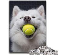 Adult Puzzles 1000 Pieces Samoyed Playing Tennis Teenager Jigsaw,Family Activity Fun at Home Activities, Birthday Present,Travel Gifts (50x75cm)