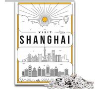 Adult Puzzles 1000 Pieces Shanghai China,Help The Brain Exercise Addictive Toys to Cultivate Patience Gift For Birthdays 50x75cm
