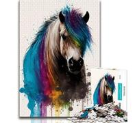 Adult Puzzles 1000 Pieces Shetland Pony Colourful Puzzles for Adults,Educational Games Home Decoration Suitable for Desktop Decoration (size 75x50cm)
