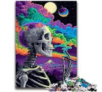 Adult Puzzles 1000 Pieces Skull Rainbow Smoke 1000 Piece Puzzle,Stress Reliever Staycation Kill Time Parent-child Interaction (38x26cm)
