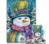 Adult Puzzles 1000 Pieces Snowman,Help The Brain Exercise Addictive Toys to Cultivate Patience Gift For Birthdays 38x26cm