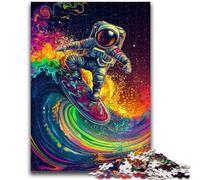 Adult Puzzles 1000 Pieces Space Surfing Astronaut Family Game Stress Reliever Difficult Challenge Artists Collection, Fine Art 26x38cm