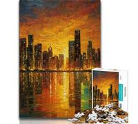 Adult Puzzles 1000 Pieces Stained Glass City,Help The Brain Exercise Addictive Toys to Cultivate Patience Gift For Birthdays 75x50cm
