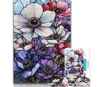 Adult Puzzles 1000 Pieces Stained Glass Flowers Teenager Jigsaw,Family Activity Fun at Home Activities, Birthday Present,Travel Gifts 75x50cm