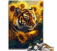 Adult Puzzles 1000 Pieces Sunflower Tiger Teenager Jigsaw,Family Activity Fun at Home Activities, Birthday Present,Travel Gifts (38x26cm)