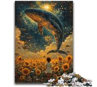 Adult Puzzles 1000 Pieces Sunflowers And Whales Learning Educational Toys Family Games Enhance Love between Couples 50x75cm
