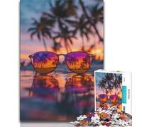 Adult Puzzles 1000 Pieces Sunglasses on The Beach Teenager Jigsaw,Educational Games Home Decoration Birthday Present, Gifts, Wall Art 38x26cm
