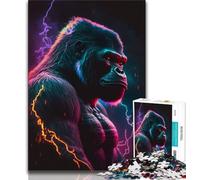 Adult Puzzles 1000 Pieces Synthwave Gorilla Teenager Jigsaw,Challenging Family Activity Games DIY Toy for Home Wall Decor Gifts (size 38x26cm)