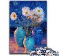 Adult Puzzles 1000 Pieces Three Vases with White Daisies 1000 Piece Jigsaw,Stress Reliever Difficult Challenge Unique Home Decor And Gifts (75x50cm)