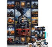 Adult Puzzles 1000 Pieces Train Collage,Help The Brain Exercise Addictive Toys to Cultivate Patience Gift For Birthdays 75x50cm