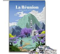 Adult Puzzles 1000 Pieces Travel to La Reunion,Help The Brain Exercise Addictive Toys to Cultivate Patience Gift For Birthdays 38x26cm