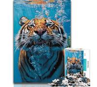 Adult Puzzles 1000 Pieces Underwater Tiger,Help The Brain Exercise Addictive Toys to Cultivate Patience Gift For Birthdays 38x26cm
