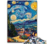 Adult Puzzles 1000 Pieces Van Gogh Night Sky Countryside Learning Educational Toys Family Games Enhance Love between Couples 26x38cm