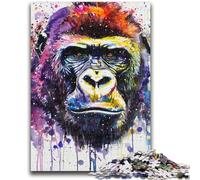 Adult Puzzles 1000 Pieces Watercolor Chimpanzee Teenager Jigsaw,Family Activity Fun at Home Activities, Birthday Present,Travel Gifts (38x26cm)