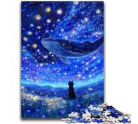 Adult Puzzles 1000 Pieces Whales Under The Starry Sky Stress Reliever Staycation Kill Time Perfect Decoration for Age 14+ 50x75cm