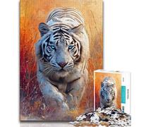 Adult Puzzles 1000 Pieces White Tiger, for Educational Game Challenge Toy,gifts for Friends And Family for for Age 14 38x26cm