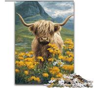 Adult Puzzles 1000 Pieces Yak And Flowers, for Age 14+ Suitable for Couples Fun at Home Activities, Birthday Present,Travel Gifts (Size50x75cm)