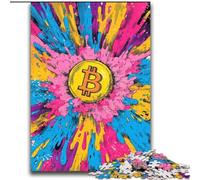 Adult Puzzles 2000 Pieces Bitcoin Logo Challenging Game And Family Play with Fully Interlocking Randomly Shaped Pieces 70x100cm