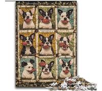 Adult Puzzles 2000 Pieces Boston Terrier Dog Collage for 14+ Unique Challenge Game Family Games Christmas Birthday Gifts 70x100cm