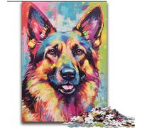 Adult Puzzles 2000 Pieces Colourful German Shepherd Paintings Family Game Stress Reliever Difficult Challenge Artists Collection, Fine Art 70x100cm