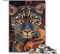 Adult Puzzles 2000 Pieces Flame Leopard Challenging To Complete But Fun And Humorous with Matching Poster And Trivia Sheet 70x100cm