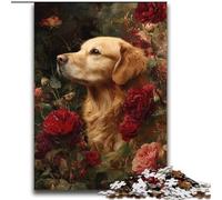Adult Puzzles 2000 Pieces Flowers And Golden Retriever Challenging To Complete But Fun And Humorous with Matching Poster And Trivia Sheet 70x100cm