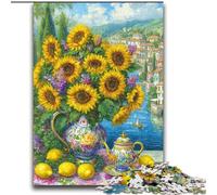 Adult Puzzles 2000 Pieces Flowers Sunflower Art Challenging To Complete But Fun And Humorous with Matching Poster And Trivia Sheet 70x100cm