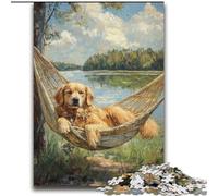 Adult Puzzles 2000 Pieces Golden Retriever in Hammock Learning Educational Toys Family Games Enhance Love between Couples 70x100cm