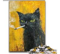 Adult Puzzles 2000 Pieces Smoking Black Cat Challenging Game And Family Play for Is Ideal As A Gift for The Whole Family 70x100cm