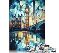 Adult Puzzles Abstract Cubist London Skyline with Iconic Landmarks Puzzle Jigsaws for Adults Jigsaw Puzzles for Adults Educational Game Challenge Toy 1000pcs (75x50cm)