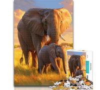 Adult Puzzles African Elephant Puzzles for Teenagers 1000 Pieces,Brain Teaser Game Wall Decoration Unique Birthday And Xmas Gifts 26x38cm