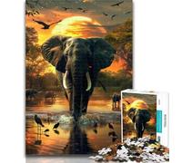 Adult Puzzles African Elephants Puzzles 1000 Pieces for Adults,Decompressing Intellectual Educational Toy Birthday Present, Gifts 26x38cm