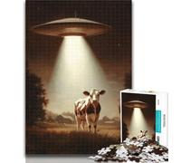 Adult Puzzles Alien Spaceship And Cows Jigsaws Puzzles 1000 Pieces for Adults Gifts,Family Game Birthday Gifts.Challenge High Difficulty 75x50cm