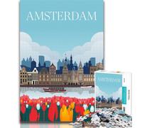 Adult Puzzles Amsterdam Jigsaw Puzzles for Adults 1000 Piece,Decompressing Intellectual Educational Toy Secret Santa Gifts 75x50cm